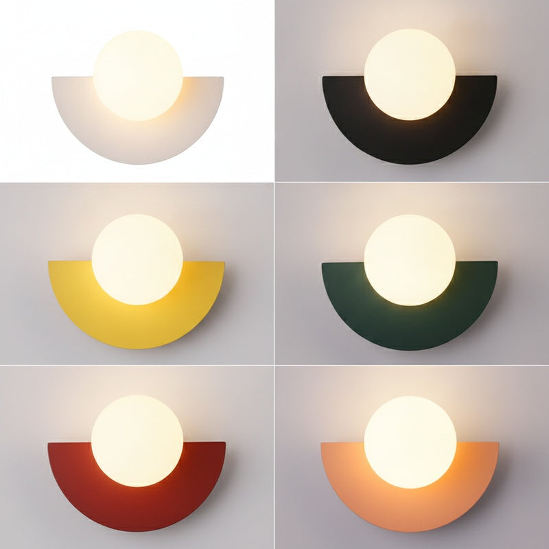 Retro Opal Globe Wall Light with Half-Dome Base, G9