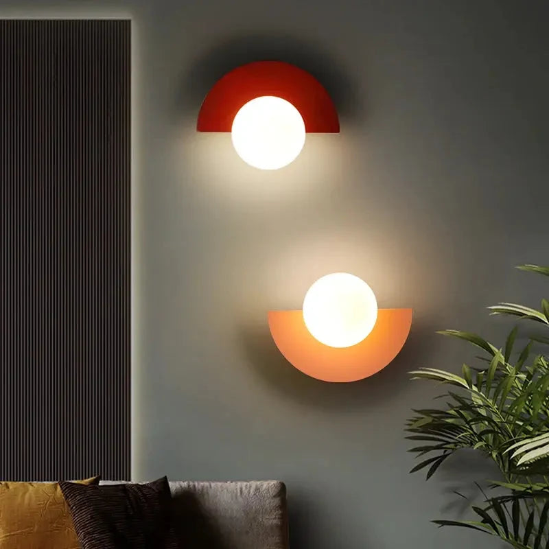 Retro Opal Globe Wall Light with Half-Dome Base, G9