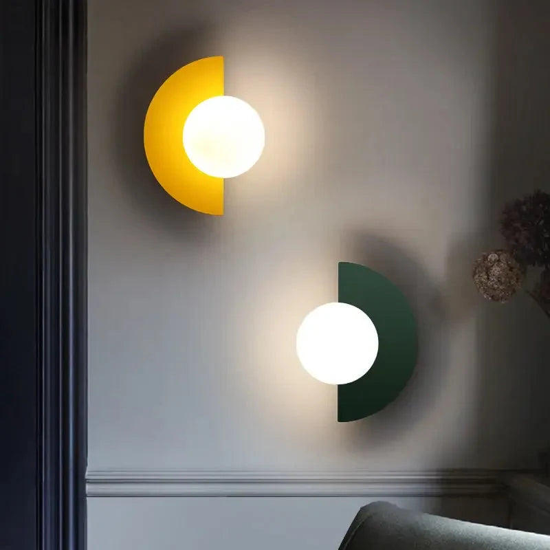 Retro Opal Globe Wall Light with Half-Dome Base, G9