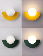 Retro Opal Globe Wall Light with Half-Dome Base, G9