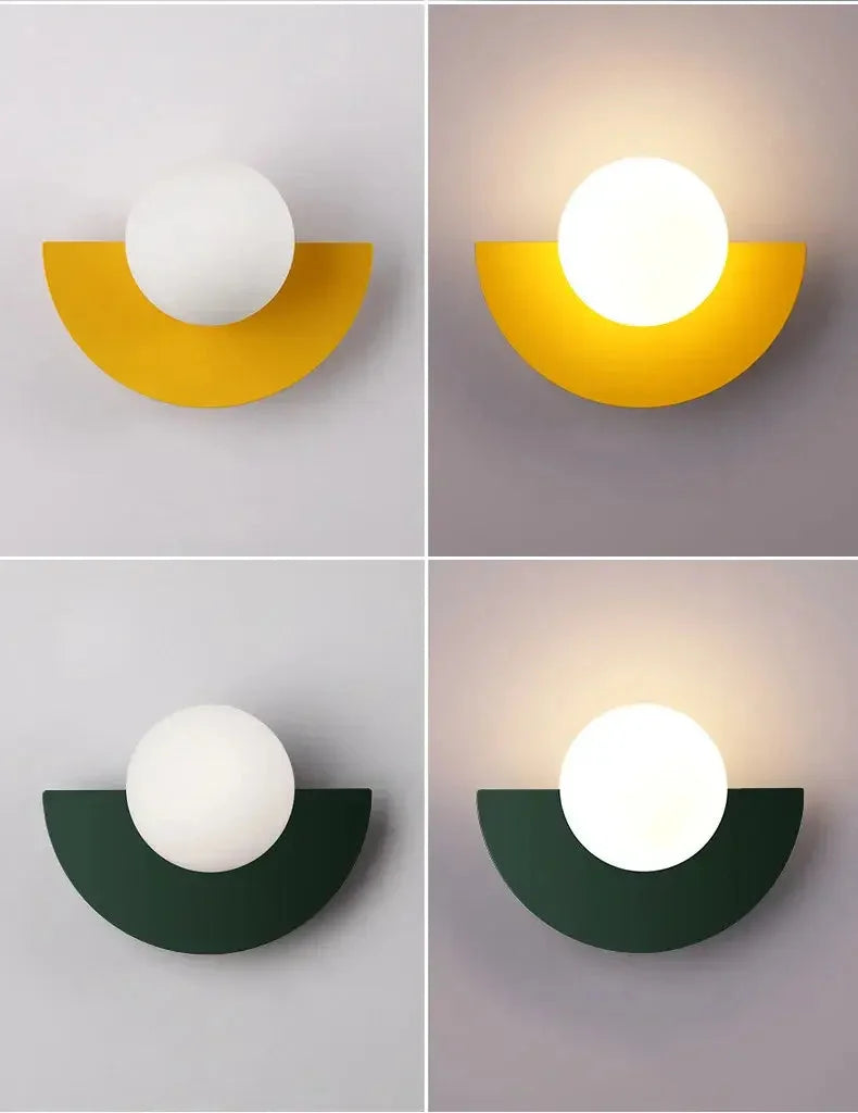 Retro Opal Globe Wall Light with Half-Dome Base, G9