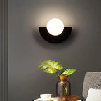 Retro Opal Globe Wall Light with Half-Dome Base, G9