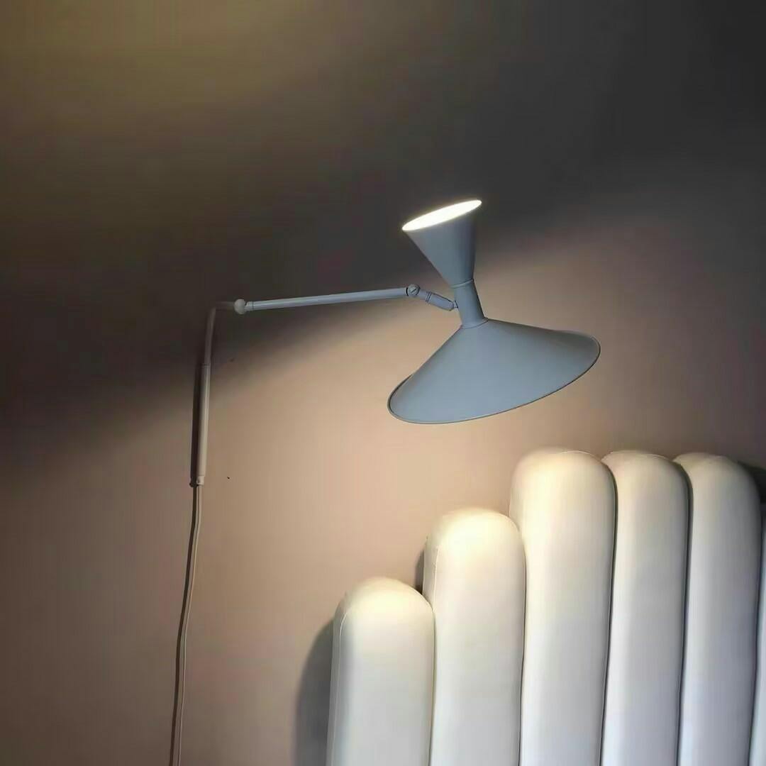 Retro Double Cone Wall Light with Adjustable Swing Arm