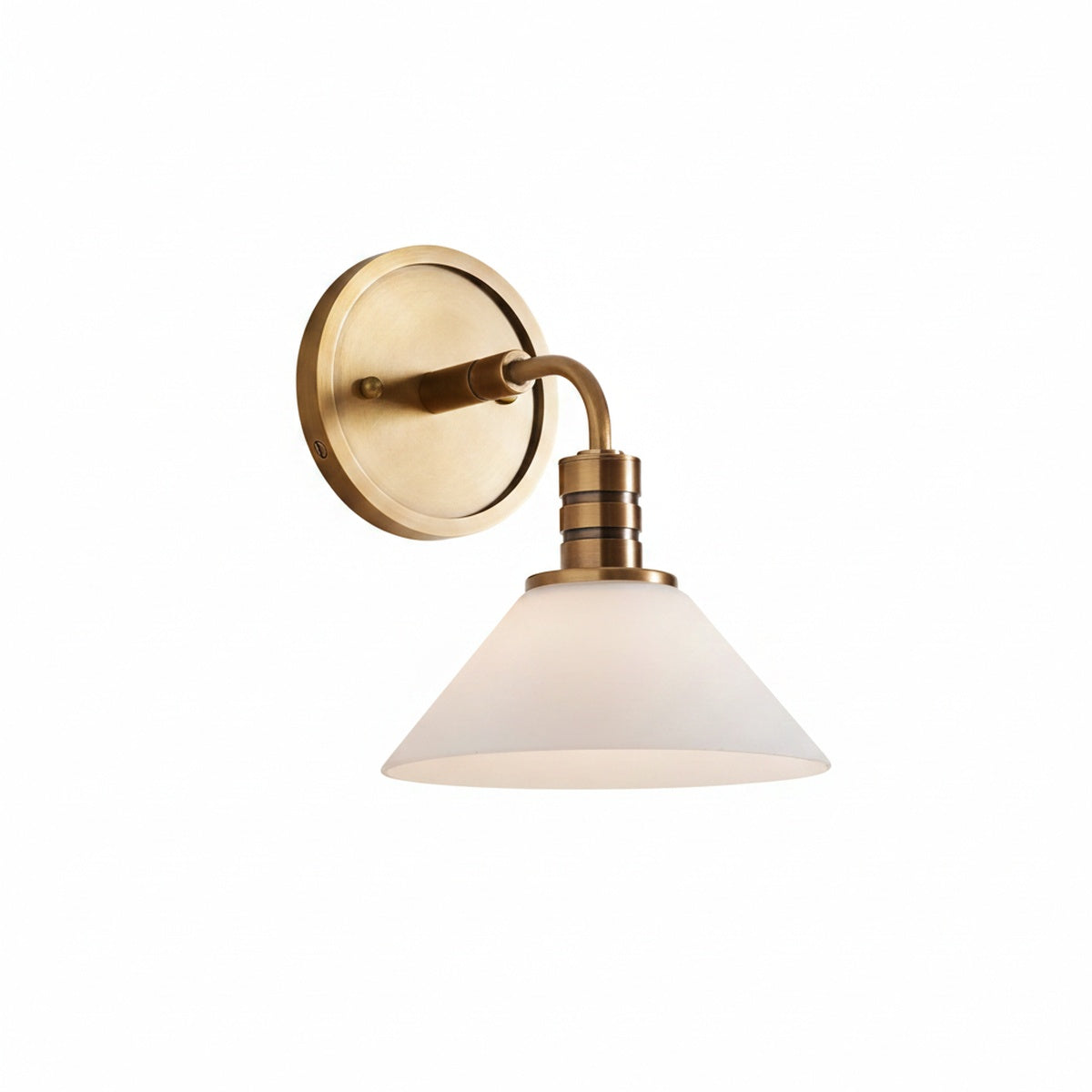Retro Cone Glass Wall Light, Brass Finish Steel Arm