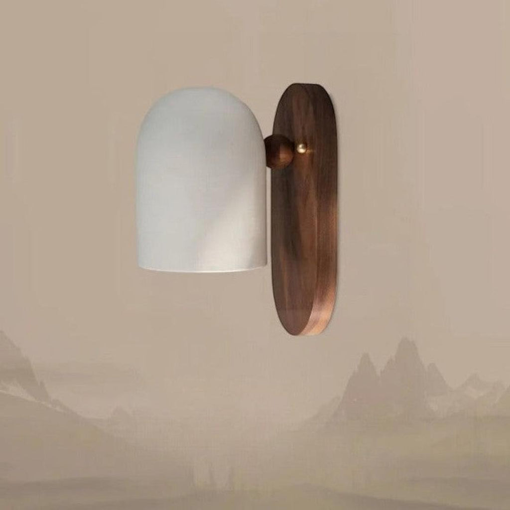 Minimalist LED Wall Light with Walnut Wood Accent, Dimmable