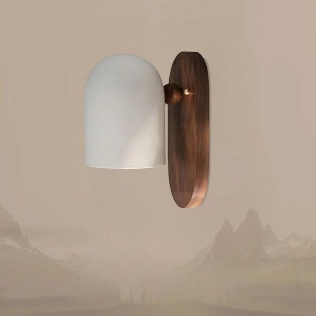 Minimalist LED Wall Light with Walnut Wood Accent, Dimmable