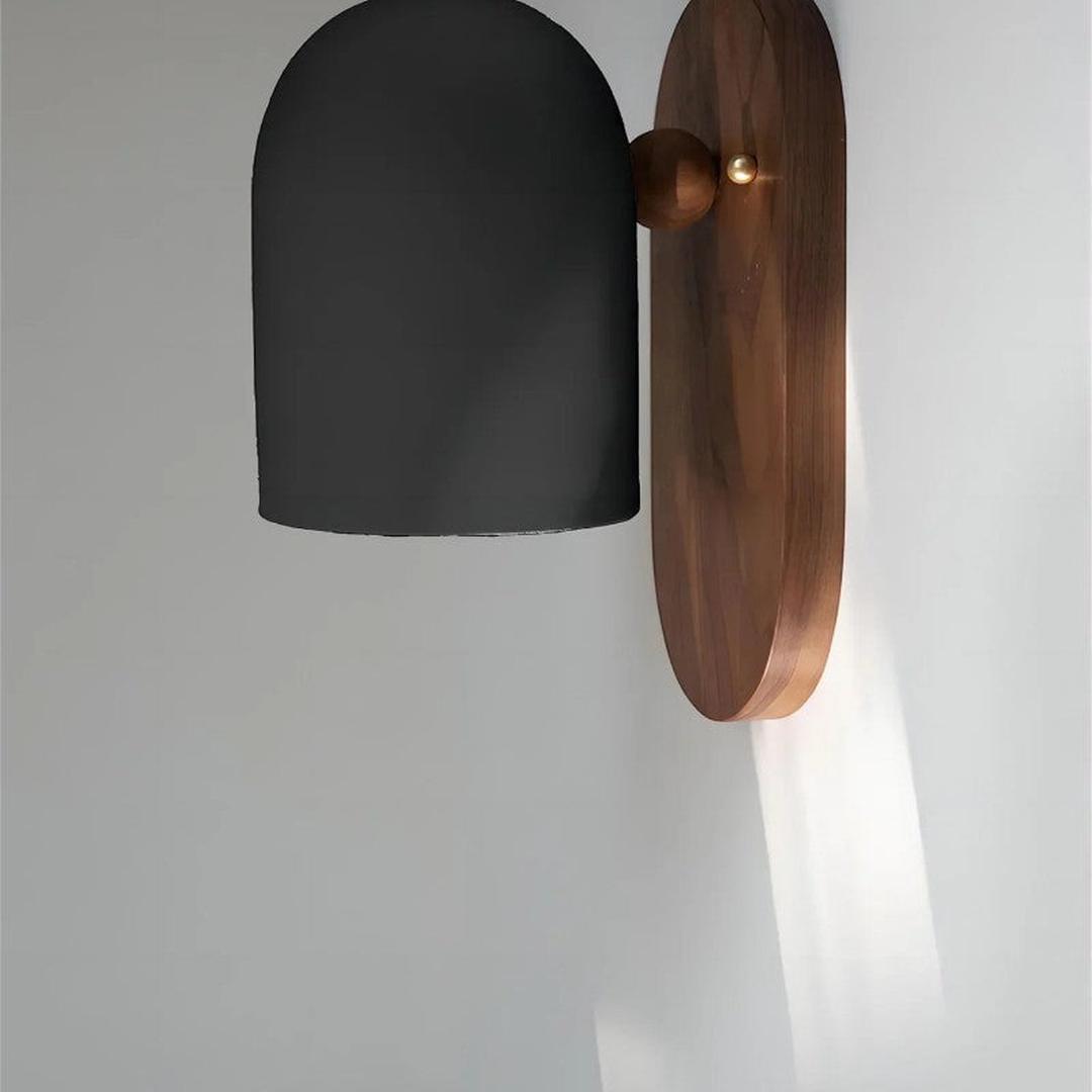 Minimalist LED Wall Light with Walnut Wood Accent, Dimmable