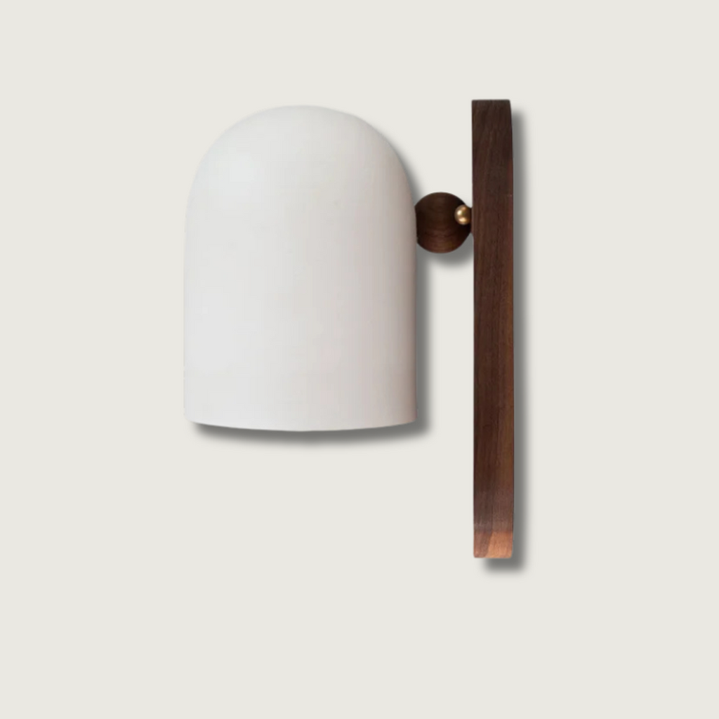 Minimalist LED Wall Light with Walnut Wood Accent, Dimmable