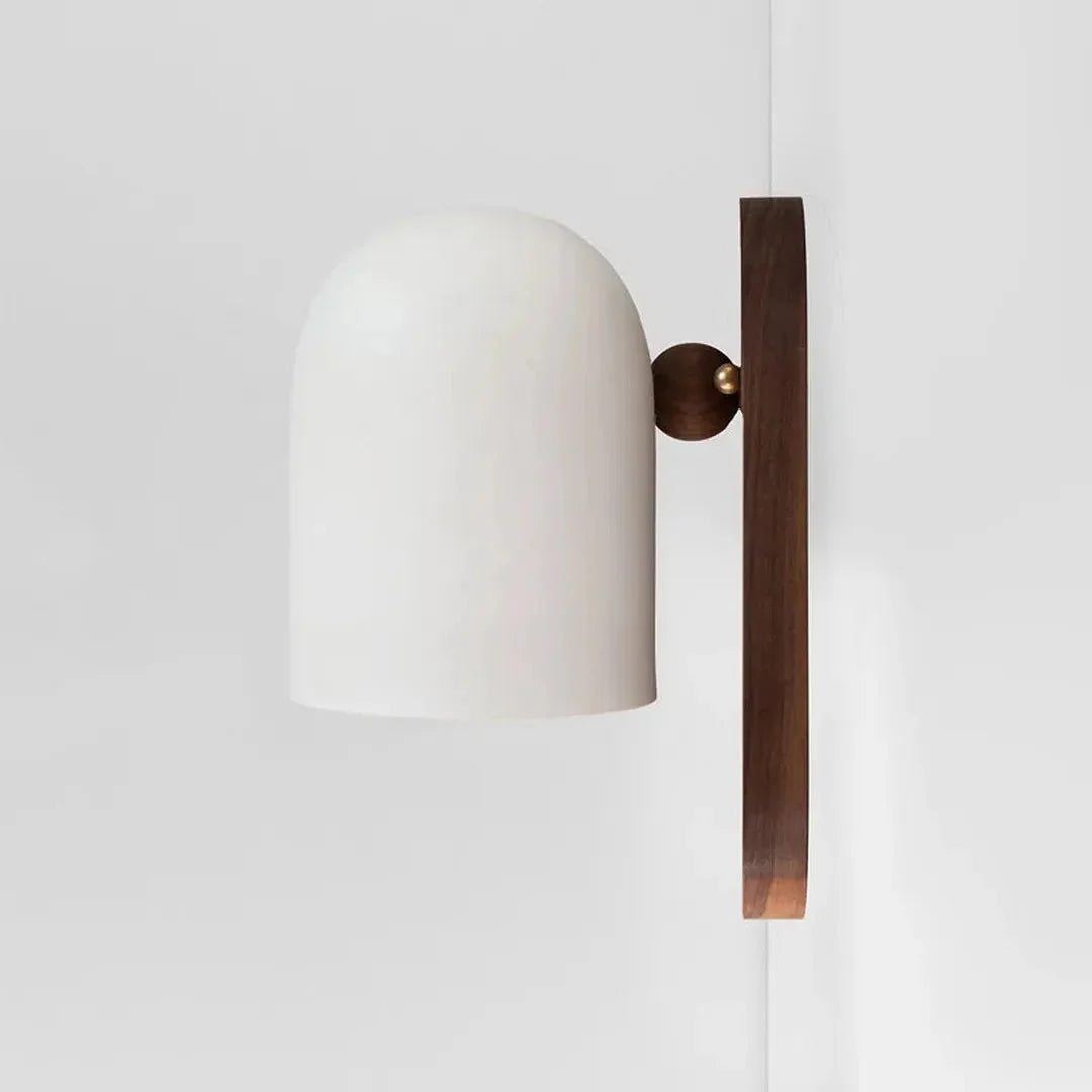 Minimalist LED Wall Light with Walnut Wood Accent, Dimmable