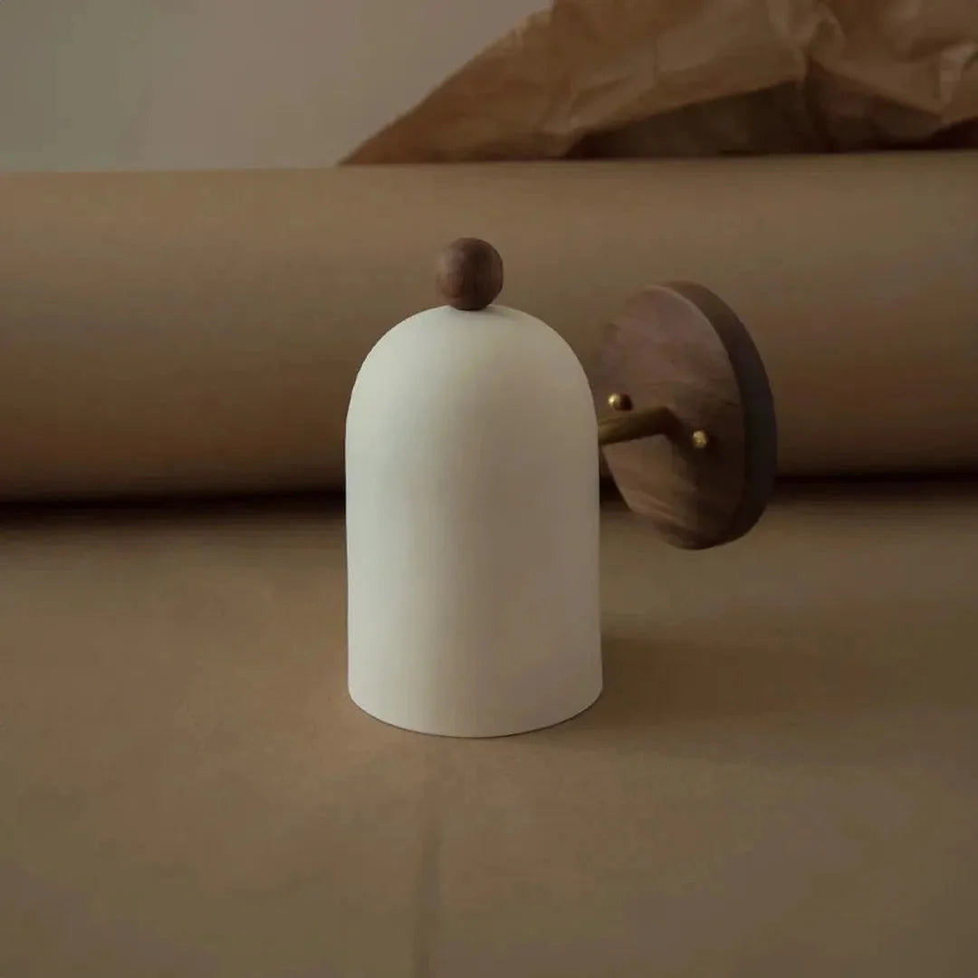 Minimalist LED Wall Light with Walnut Wood Accent, Dimmable