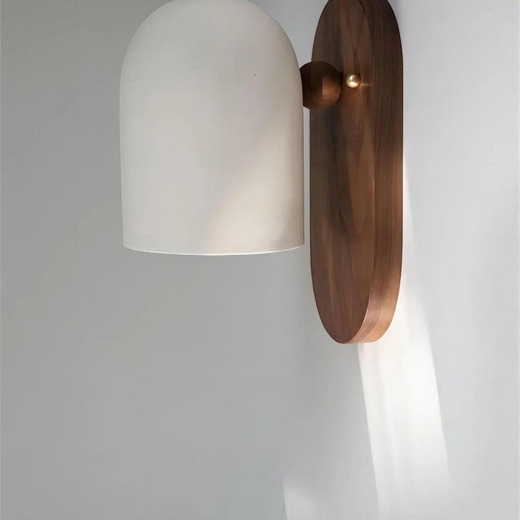 Minimalist LED Wall Light with Walnut Wood Accent, Dimmable