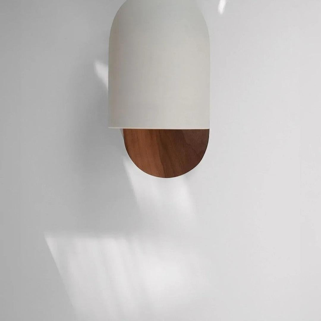 Minimalist LED Wall Light with Walnut Wood Accent, Dimmable