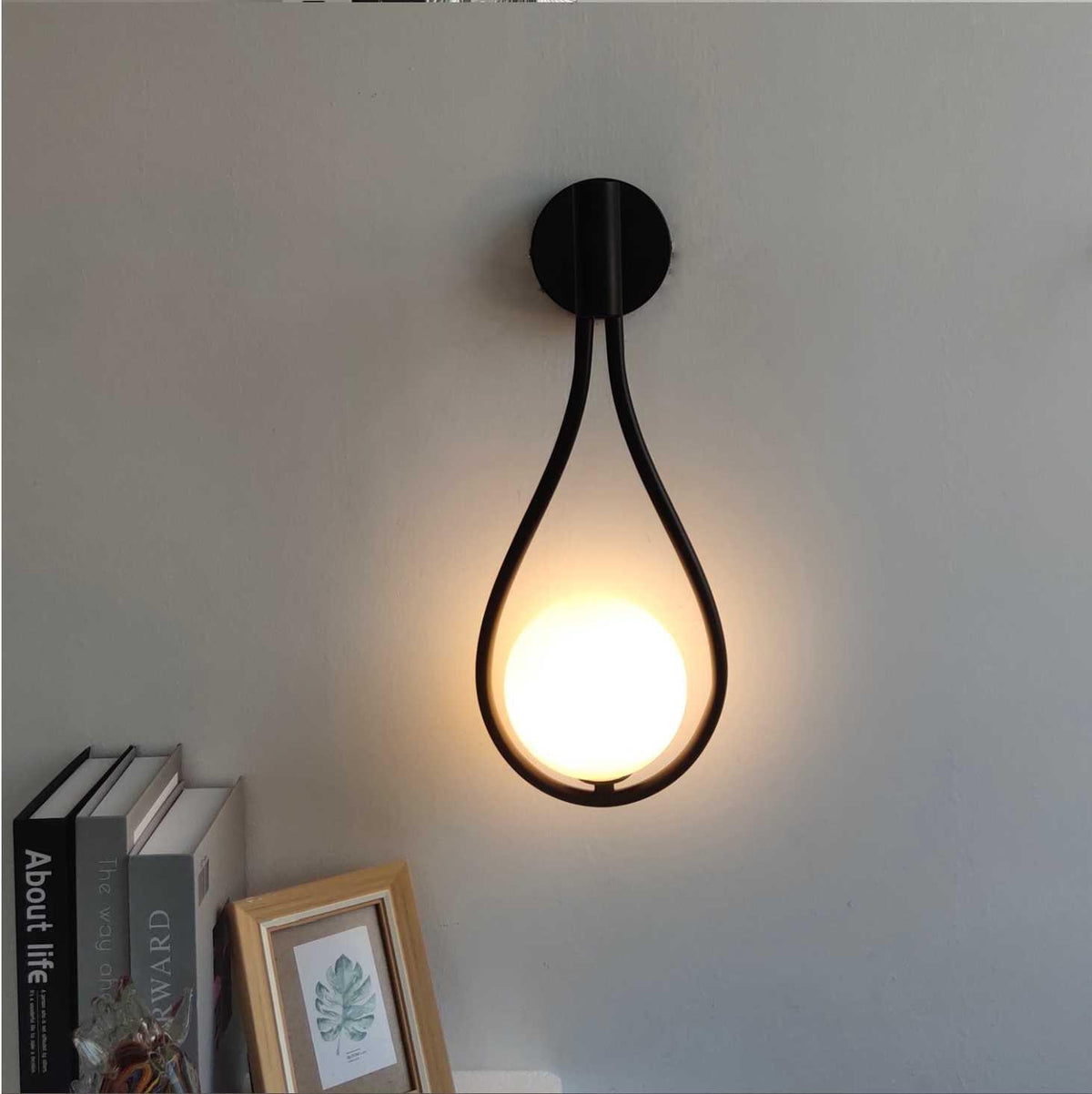 Nordic Teardrop Wall Light with Opal Glass Globe, E27