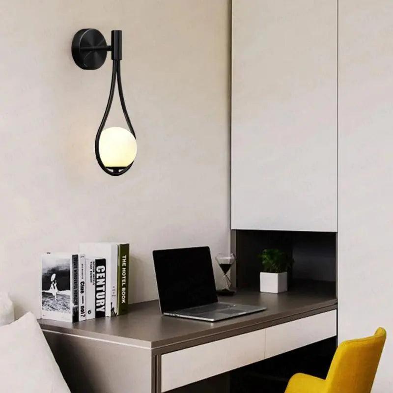 Nordic Teardrop Wall Light with Opal Glass Globe, E27