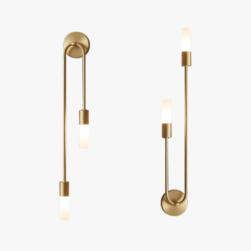Gold U-Arm Wall Light with Opal Acrylic Shades, G9 LED