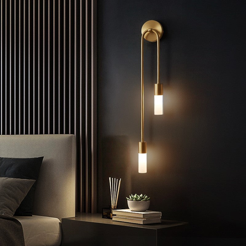 Gold U-Arm Wall Light with Opal Acrylic Shades, G9 LED