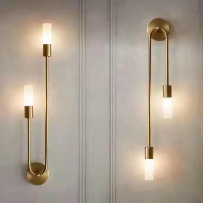 Gold U-Arm Wall Light with Opal Acrylic Shades, G9 LED