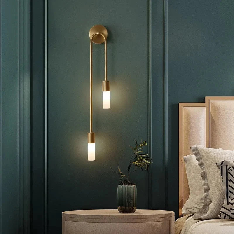 Gold U-Arm Wall Light with Opal Acrylic Shades, G9 LED
