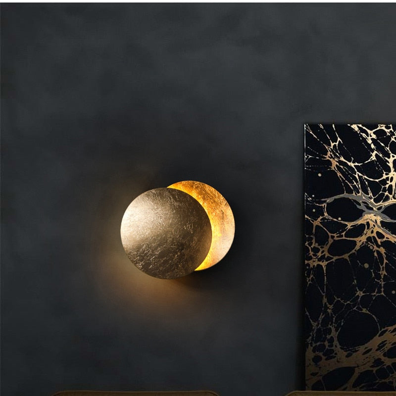 Rotating Moon Disc Wall Light with Warm White LED