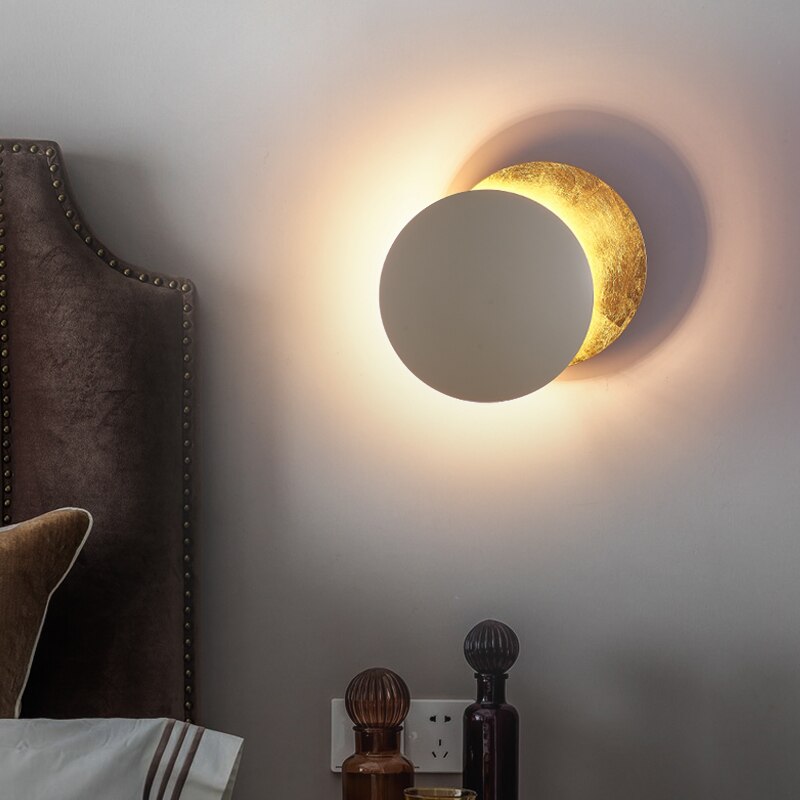 Rotating Moon Disc Wall Light with Warm White LED