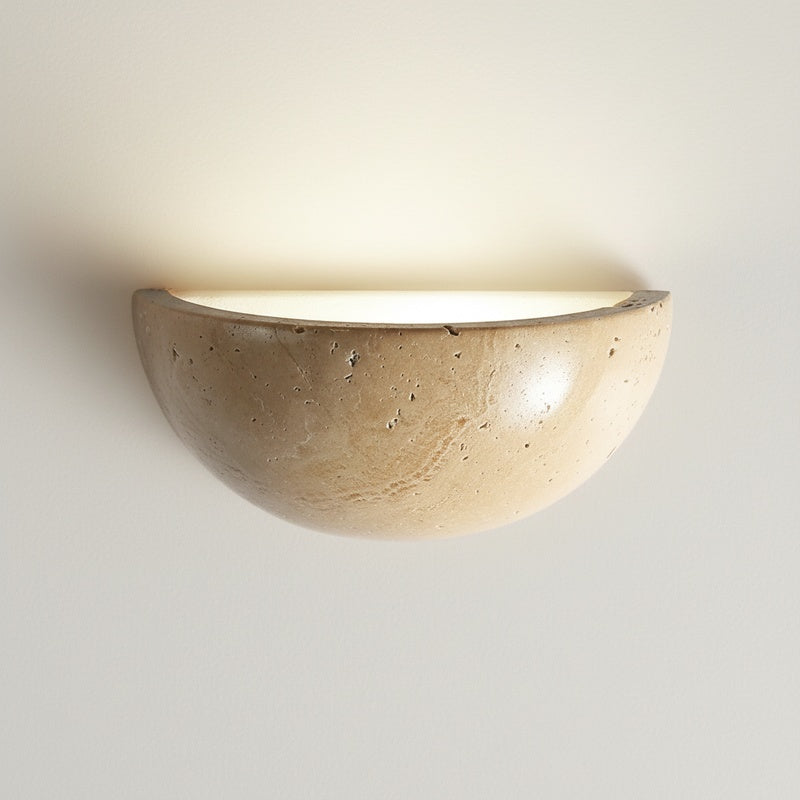 Scandi Stone-Effect LED Wall Light, Half-Round Shade