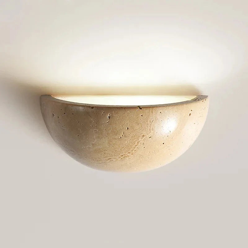 Scandi Stone-Effect LED Wall Light, Half-Round Shade