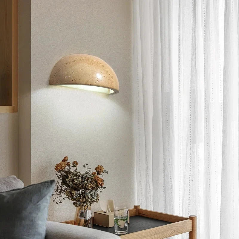 Scandi Stone-Effect LED Wall Light, Half-Round Shade