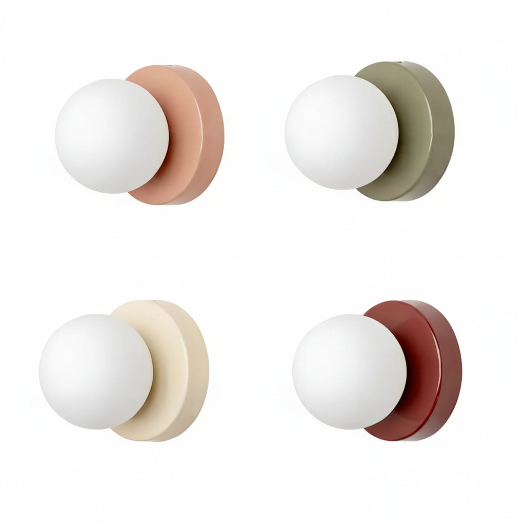 Scandi Wall Light with Round Opal Glass Shade