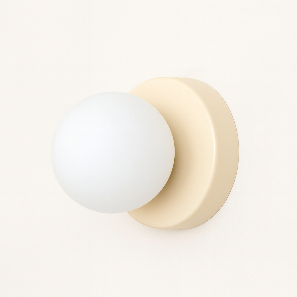 Scandi Wall Light with Round Opal Glass Shade