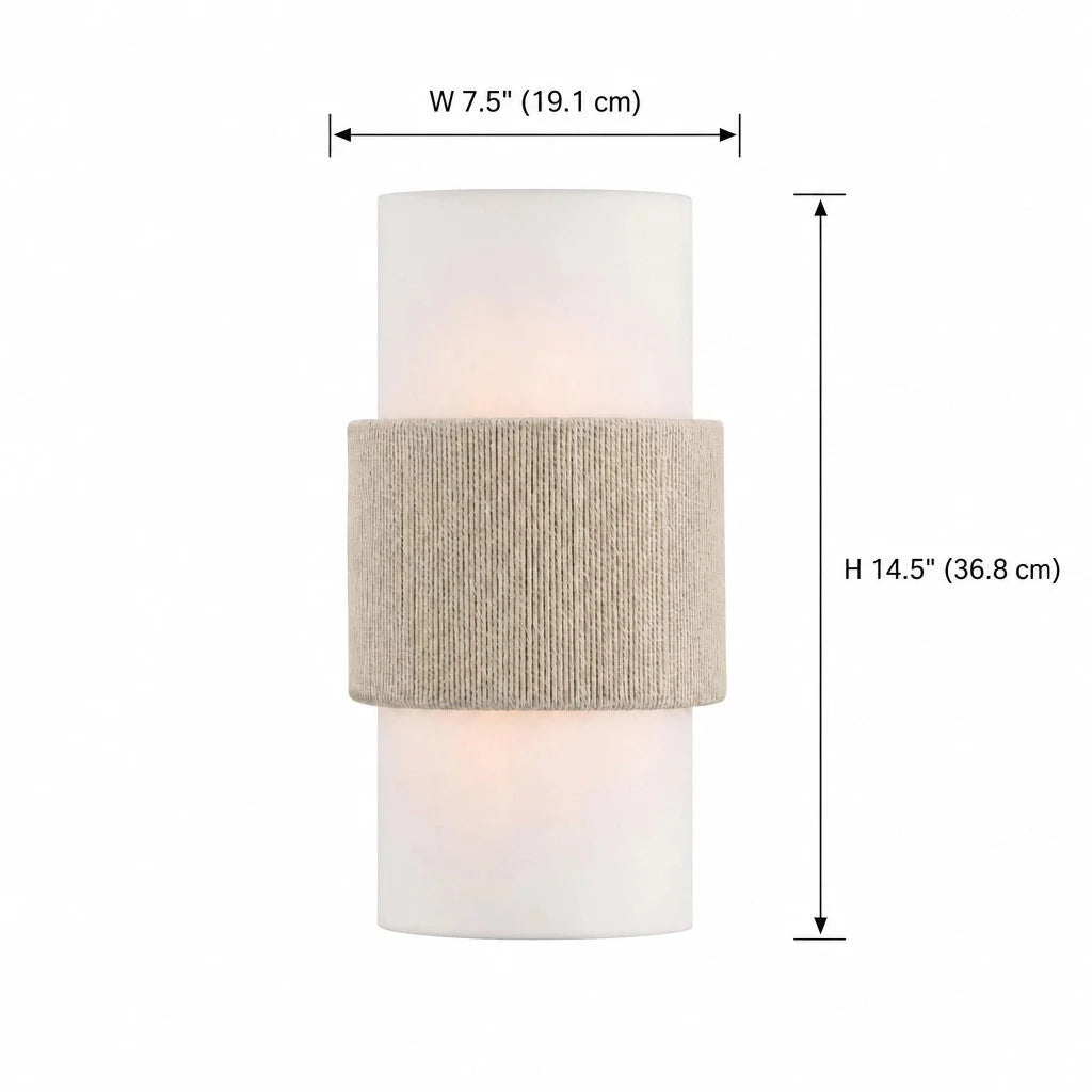 Scandi Twin Cylinder Wall Light with Woven Band Detail