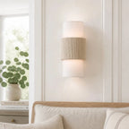 Scandi Twin Cylinder Wall Light with Woven Band Detail