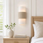Scandi Twin Cylinder Wall Light with Woven Band Detail