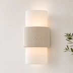 Scandi Twin Cylinder Wall Light with Woven Band Detail