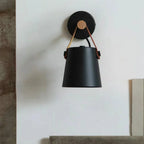 Scandinavian Wall Light with Wooden Arm and Lantern Shade