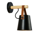 Scandinavian Wall Light with Wooden Arm and Lantern Shade