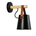 Scandinavian Wall Light with Wooden Arm and Lantern Shade