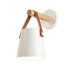 Scandinavian Wall Light with Wooden Arm and Lantern Shade
