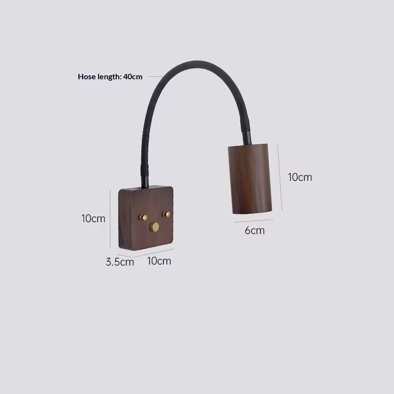 Scandinavian Wood Shade Wall Light with Flexible Arm