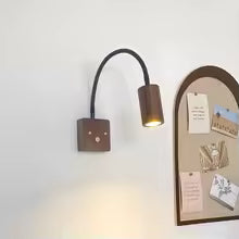 Scandinavian Wood Shade Wall Light with Flexible Arm
