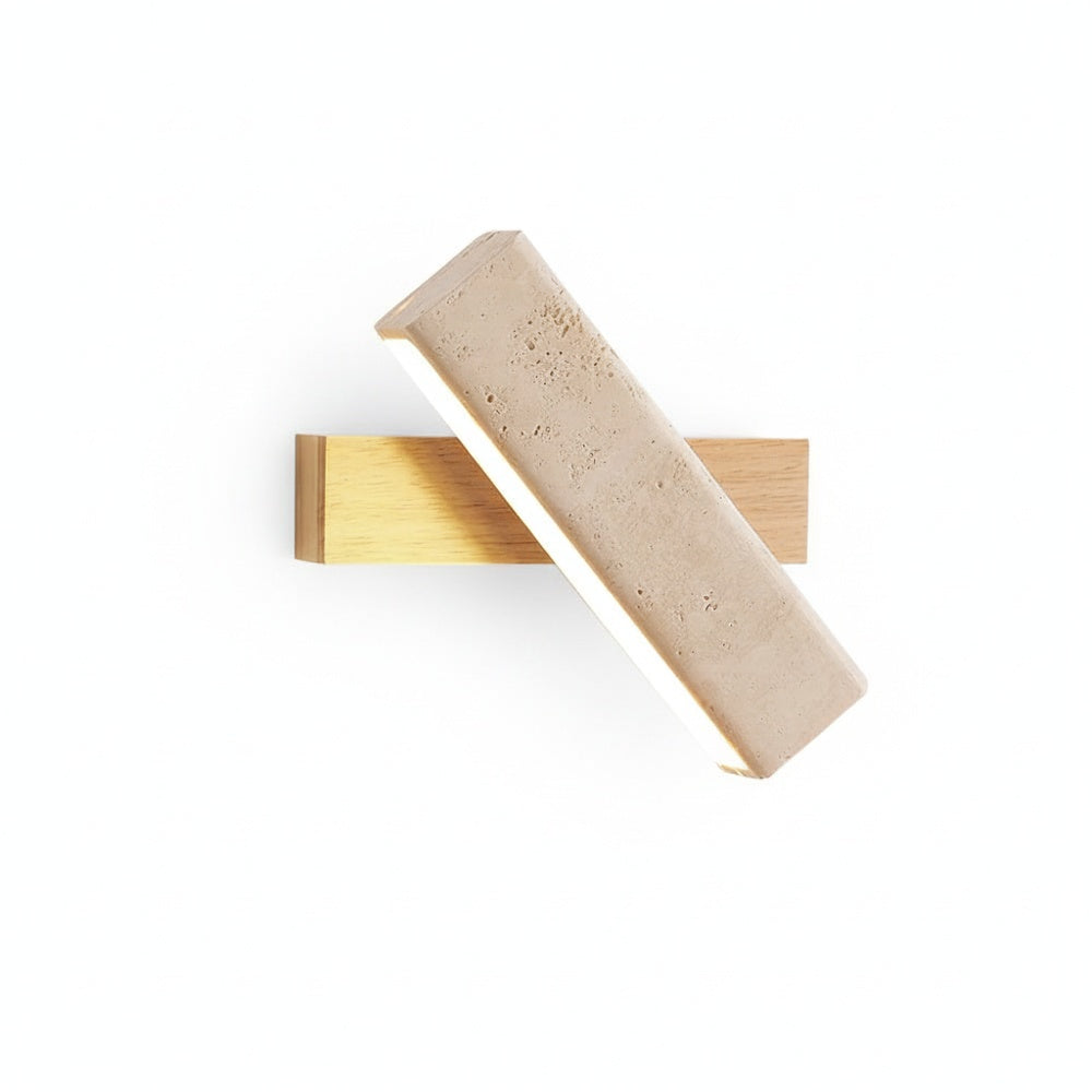 Scandi Travertine and Wood Wall Light, Swivel Shade