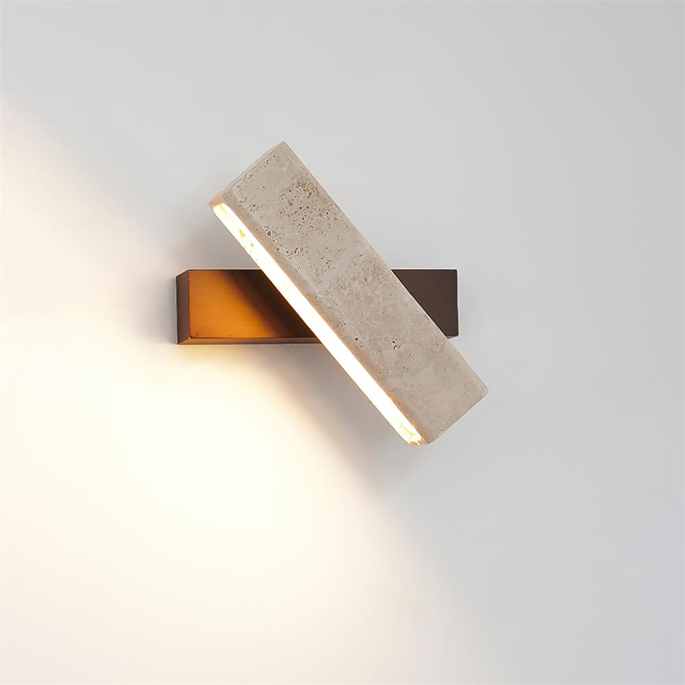 Scandi Travertine and Wood Wall Light, Swivel Shade