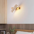 Scandi Travertine and Wood Wall Light, Swivel Shade