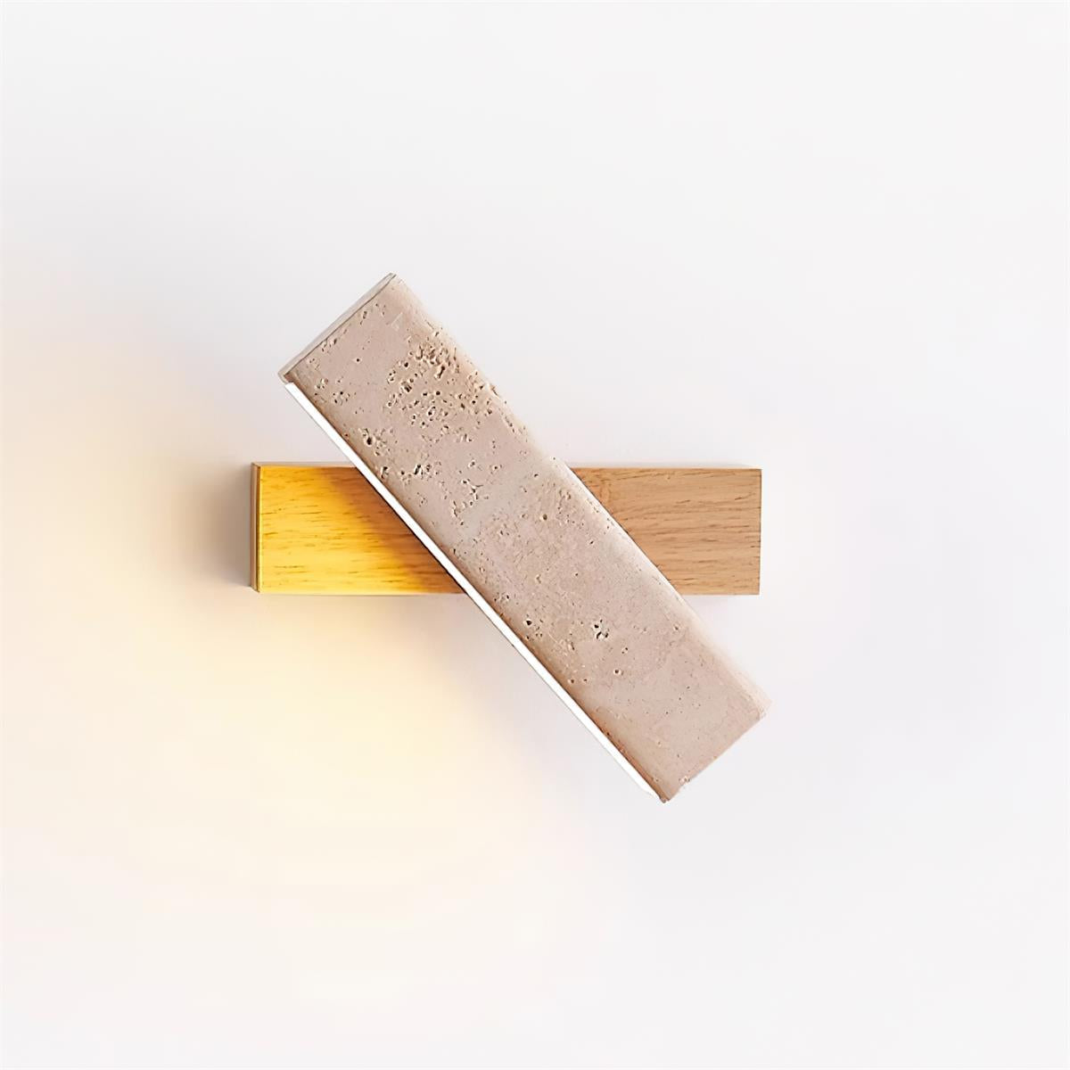 Scandi Travertine and Wood Wall Light, Swivel Shade