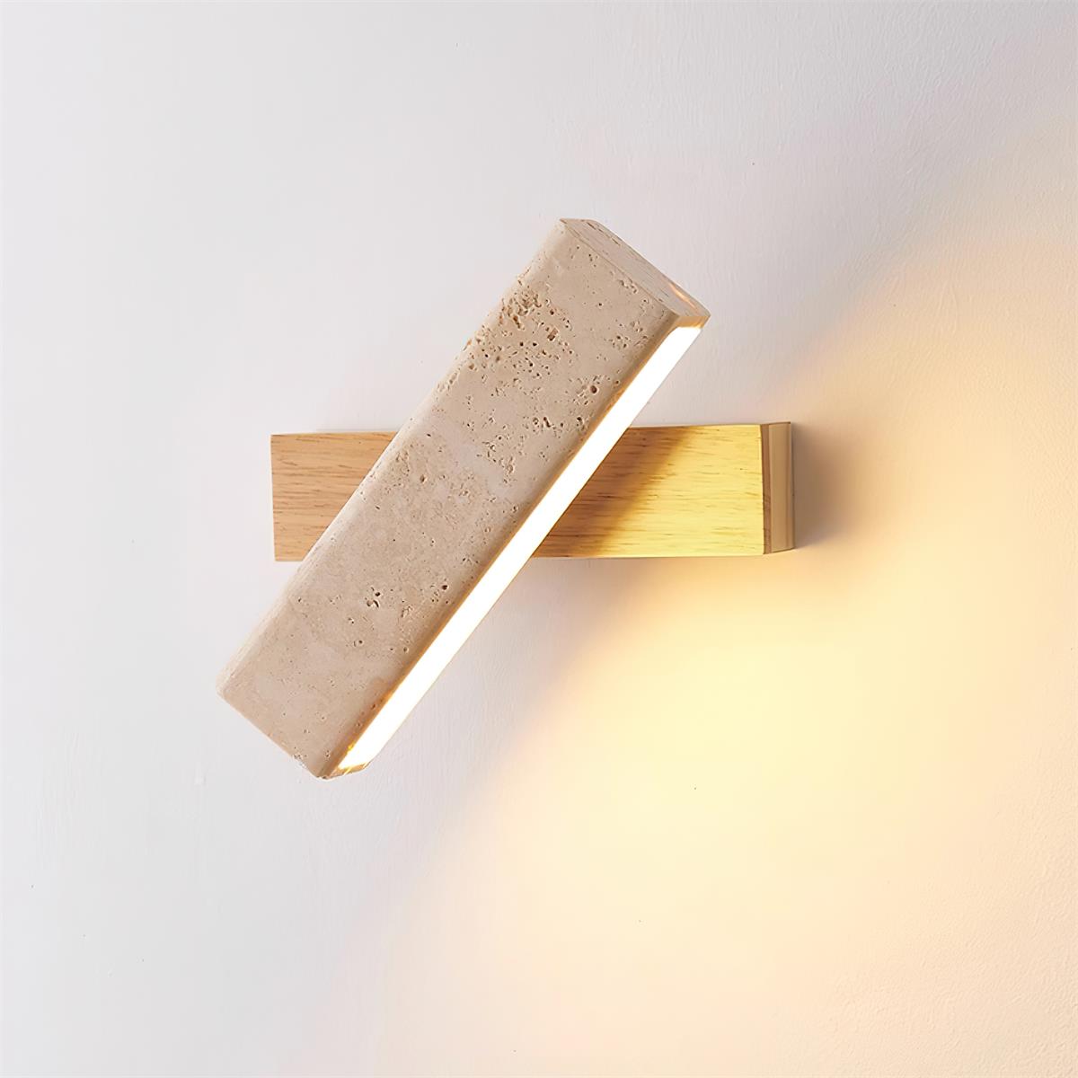 Scandi Travertine and Wood Wall Light, Swivel Shade