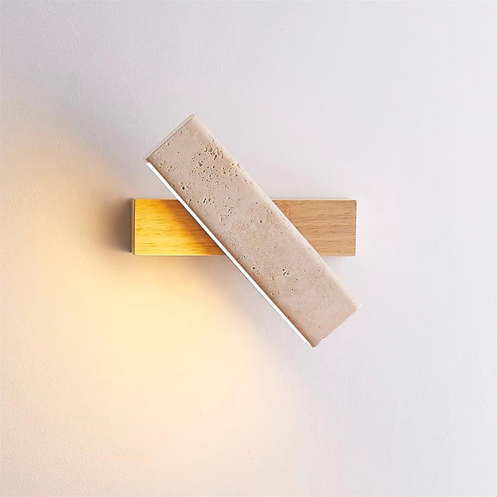 Scandi Travertine and Wood Wall Light, Swivel Shade