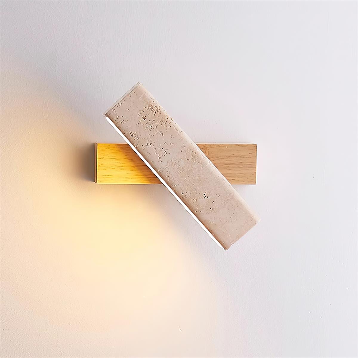 Scandi Travertine and Wood Wall Light, Swivel Shade