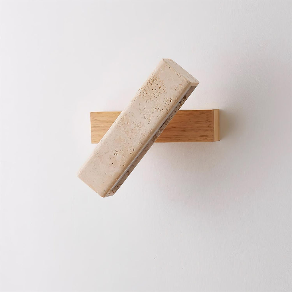 Scandi Travertine and Wood Wall Light, Swivel Shade