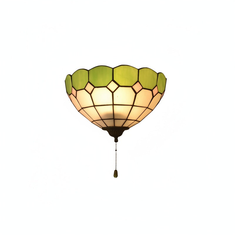 Tiffany Style Stained Glass Wall Light with Pull Chain