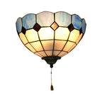Tiffany Style Stained Glass Wall Light with Pull Chain