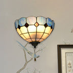 Tiffany Style Stained Glass Wall Light with Pull Chain